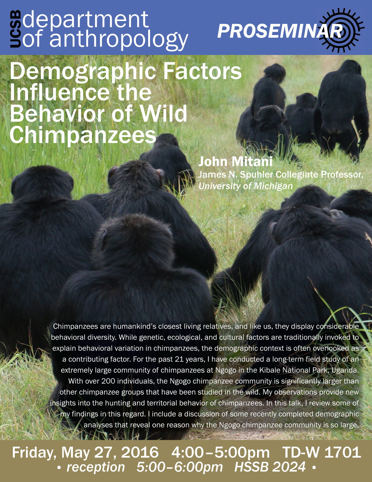 Demographic Factors Influence the Behavior of Wild Chimpanzees Event Image