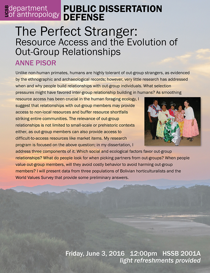 The Perfect Stranger: Resource Access and the Evolution of Out-Group Relationships Event Image The Perfect Stranger: Resource Access and the Evolution of Out-Group Relationships Event Image